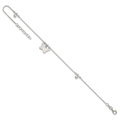 Sterling Silver Beaded Butterfly 9 inch Plus 1 inch Extender - Total 10 inch Anklet