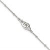 Sterling Silver Beaded CZ Interlocked Circles 9 inch Plus 1 inch Extender - Total 10 inch Anklet