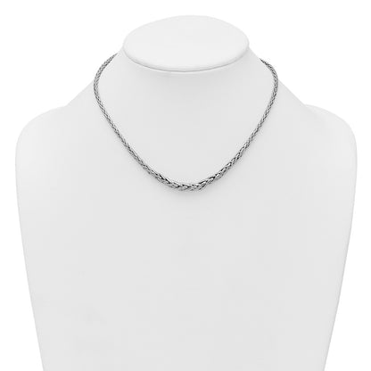 Sterling Silver Rhodium-plated Fancy Graduated Braided Link 16 inch with 2 inch Extender Necklace