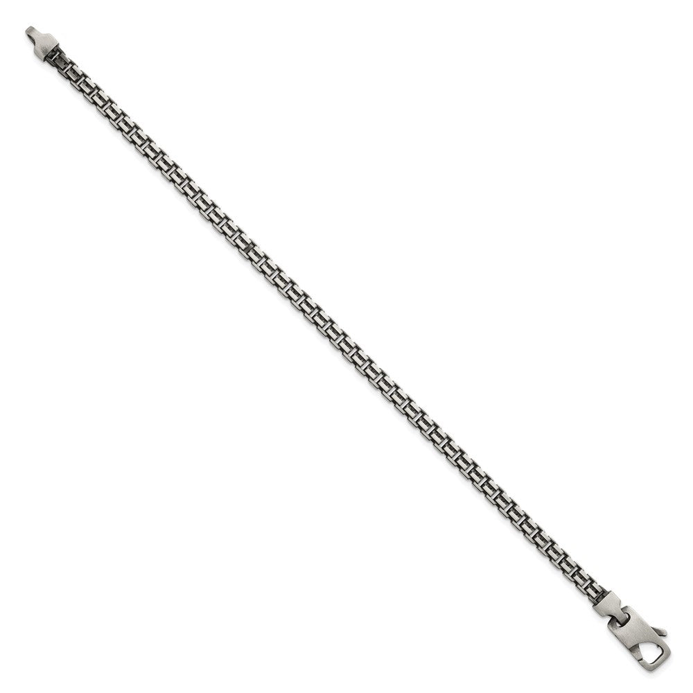 Sterling Silver Antiqued Brushed 4.00mm Fancy Box Link 7.75 inch Bracelet