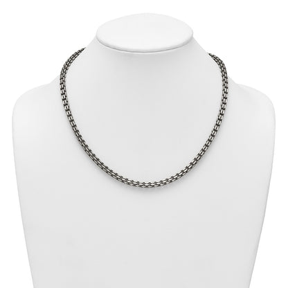 Sterling Silver Antiqued Brushed 5.00mm Fancy Box Link 19.75 inch Necklace