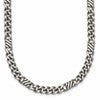 Sterling Silver Black Ruthenium-plated Brushed Fancy Curb Chain Mens 22 inch Necklace