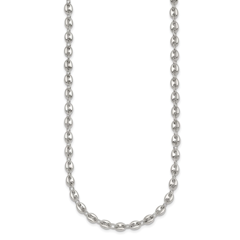 Sterling Silver Polished 4.8mm Puffed Mariner/Anchor Link 18 Inch Necklace