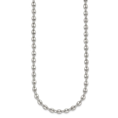 Sterling Silver Polished 4.8mm Puffed Mariner/Anchor Link 18 Inch Necklace