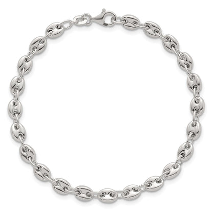 Sterling Silver Polished 4.8mm Puffed Mariner/Anchor Link 7.5 Inch Bracelet