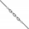 Sterling Silver Rhodium-plated Puffed Mariner Center with Side CZs 7 inch with 1 inch Extender Bracelet
