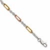 Sterling Silver Rose-tone and Gold-tone Polished 4.0mm Figaro Rope 7.5 Inch Bracelet