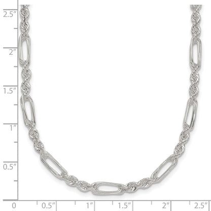 Sterling Silver Polished 4.0mm Figaro Rope 18 Inch Necklace