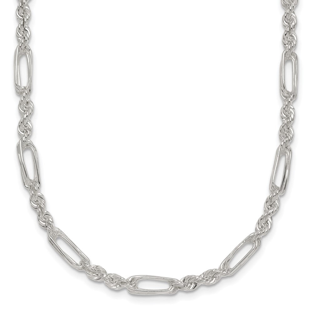 Sterling Silver Polished 4.0mm Figaro Rope 18 Inch Necklace