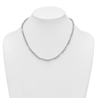 Sterling Silver Polished Textured 4.5mm Figaro Rope 18 inch Necklace