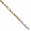 Sterling Silver Rose-tone and Gold-tone Polished 4.5mm Figaro Rope 7.5 Inch Bracelet