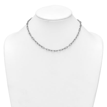 Sterling Silver Rhodium-plated Polished and Twisted Paperclip Link 16 Inch with 2 Inch Extension Necklace