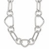 Sterling Silver Polished Triangle Round and Oval Link 17.5 inch Necklace