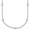 Sterling Silver Polished and Beaded CZ 6.75 inch with 0.5 inch Extension Bracelet
