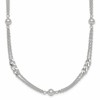 Sterling Silver Polished and Beaded Fancy Double-Strand Link 17.5 inch Necklace