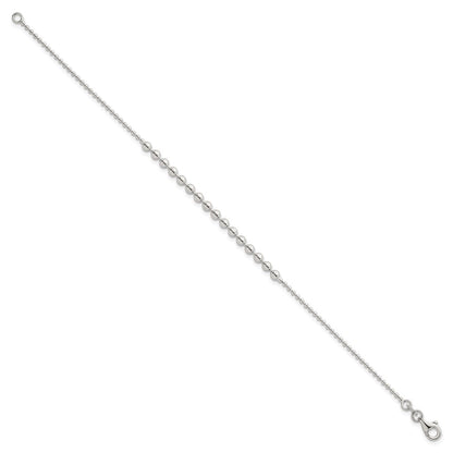Sterling Silver Polished Center Beaded 7.5 Inch Bracelet