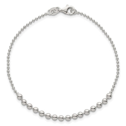 Sterling Silver Polished Center Beaded 7.5 Inch Bracelet