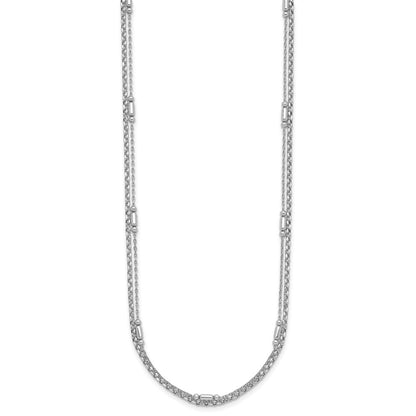 Sterling Silver Rhodium-plated Polished 2-strand 16 inch with 2 inch extender Necklace