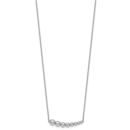 Sterling Silver Rhodium-plated Graduated Beaded 16 inch with 1.5 inch Extension Necklace