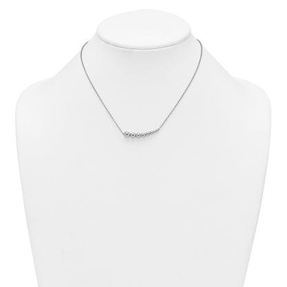 Sterling Silver Rhodium-plated Graduated Beaded 16 inch with 1.5 inch Extension Necklace
