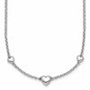 Sterling Silver Rhodium-plated Polished Three Puffed Hearts 16 inch with 2 inch Extender Necklace