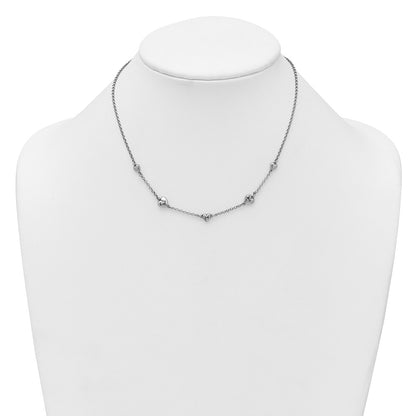 Sterling Silver Rhodium-plated Polished Five Puffed Hearts 7 inch with 1 inch Extender Bracelet