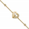 Sterling Silver Gold-tone Polished CZ and Champagne Enamel Open Heart 7 inch with 1 inch Extension Bracelet