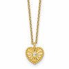 Sterling Silver Gold-tone Polished Beaded and Textured CZ Heart 16 Inch with 2 Inch Extension Necklace