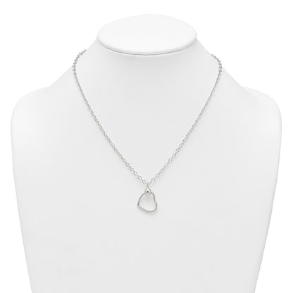 Sterling Silver Polished and Twisted Heart 18 Inch Cable Chain Necklace