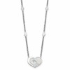 Sterling Silver Rhodium-plated Mother of Pearl Heart 16 inch with 1 inch extension Station Necklace