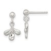Sterling Silver Polished Three Leaf Dangle Post Earrings