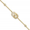 Sterling Silver Gold-tone CZ and Champagne Enamel Rectangle 7 inch with  0.5 inch Extension Bracelet
