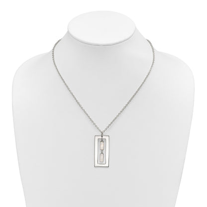 Sterling Silver Open Rectangle with Mother of Pearl Dangles 18.25 inch Necklace