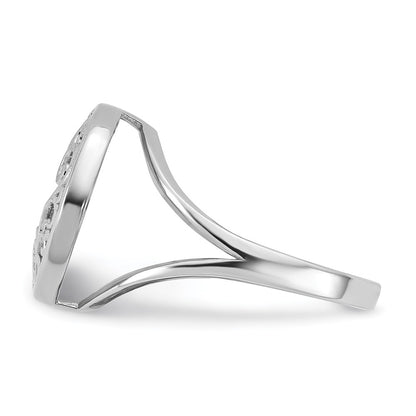 Sterling Silver Rhodium-plated Polished Filigree Mother of Pearl Filigree Circle Size 7 Ring