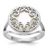 Sterling Silver Rhodium-plated Polished Filigree Mother of Pearl Filigree Circle Size 6 Ring