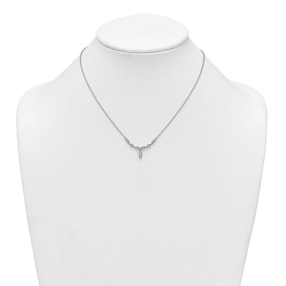 Sterling Silver Rhodium-plated Polished Fancy CZ Drop 16.5 inch with 1 inch Extension Necklace
