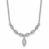 Sterling Silver Rhodium-plated Polished Fancy CZ Drop 16.5 inch with 1 inch Extension Necklace