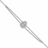 Sterling Silver Rhodium-plated Polished Fancy Two-strand CZ Teardrop Halo 7 Inch with 1 Inch Extension Bracelet