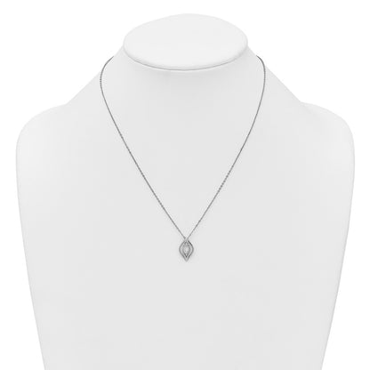 Sterling Silver Rhodium-plated Marquise CZ Polished Fancy Oval 18 inch Necklace