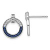 Sterling Silver White and Black Rhodium-plated White and Blue CZ Open Circle Post Earrings
