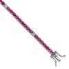 Sterling Silver Rhodium-plated Polished Round Red and White CZ 7 Inch Bracelet