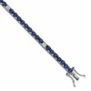 Sterling Silver Rhodium-plated Polished Round Blue and White CZ 7 Inch Bracelet