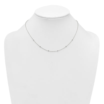 Sterling Silver Polished White CZ 6-Station 16.5 with 1 inch Extension Necklace