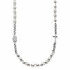 Sterling Silver Rhodium-plated Plastic Imitation Pearl 19.75 inch with 1 inch extender Rosary Themed Necklace