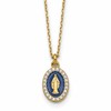Sterling Silver Gold-plated CZ and Blue Enamel Miraculous Medal 15.75 inch with 2 inch extender Necklace