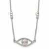 Sterling Silver Polished and Beaded Evil Eye 16.5 inch with 1 inch Extension Necklace