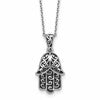 Sterling Silver Rhodium-plated Polished and Oxidized Filigree Hamsa 18 Inch Necklace