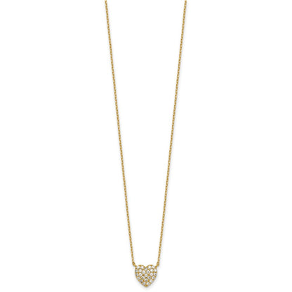 Affordable Expressions Sterling Silver Gold-tone Polished Pave CZ Heart 16 Inch with 2 Inch Extension Necklace