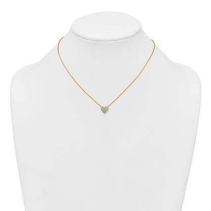 Affordable Expressions Sterling Silver Gold-tone Polished Pave CZ Heart 16 Inch with 2 Inch Extension Necklace