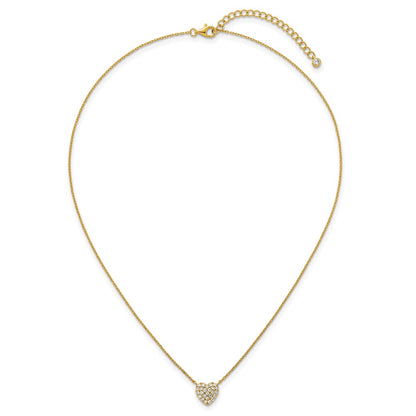 Affordable Expressions Sterling Silver Gold-tone Polished Pave CZ Heart 16 Inch with 2 Inch Extension Necklace